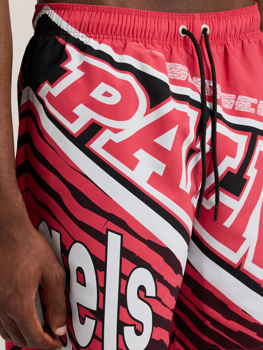 PALM ANGELS Racing Swimshorts RED BLACK PMFD01BS26FAB001