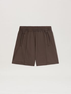 PALM ANGELS  Curved Logo Track shorts BROWN - DARK BROWN PWJA035S25LEA001