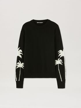 PALM ANGELS  PALMS KNIT SWEATER BLACK - OFF WHITE PMHE081S25KNI001