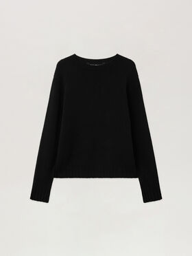 PALM ANGELS Curved Logo Sweater BLACK WHITE PMHE027C99KNI001