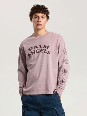 Devil Herald Long Sleeve T-Shirt PALM ANGELS Devil Herald Long Sleeve T-Shirt MAUVE - BROWN PAMAB01F26JR01