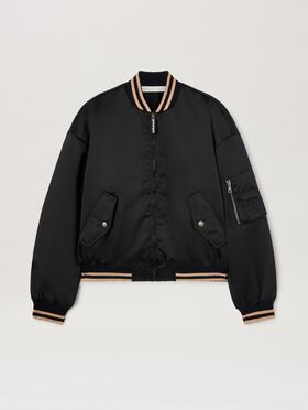PALM ANGELS  Curved logo bomber BROWN - DARK BROWN PWJA035S25LEA001