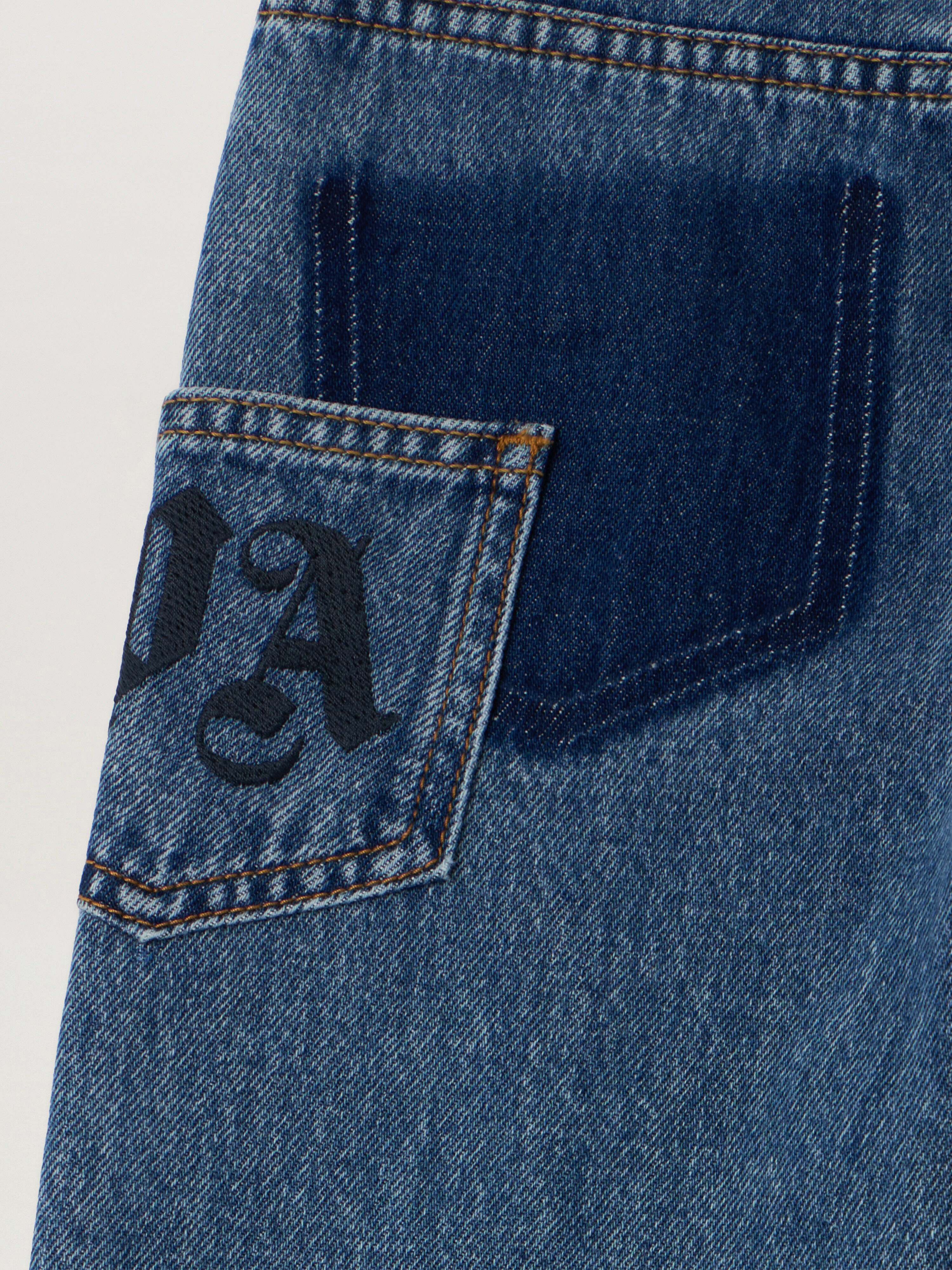 PALM ANGELS Pa Pocket Wide Leg Denim Pant LIGHT BLUE - BLUE PGYA008F25DEN001