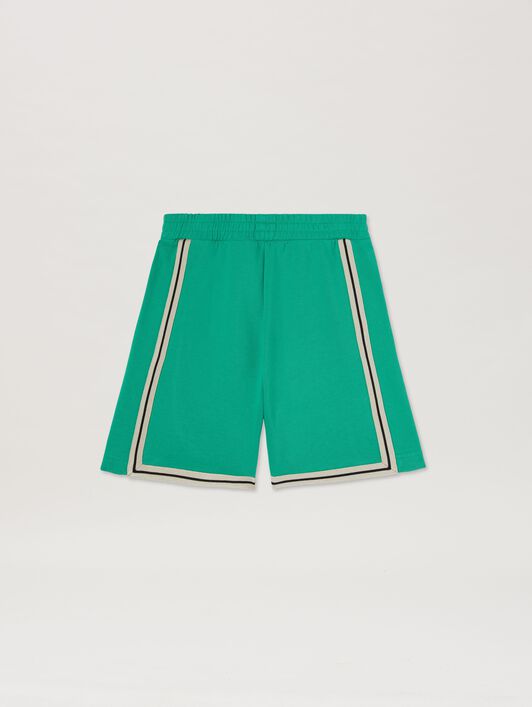 PALM ANGELS  Iconic Tape track shorts GREEN OFF WHITE PBCI007S25FLE001