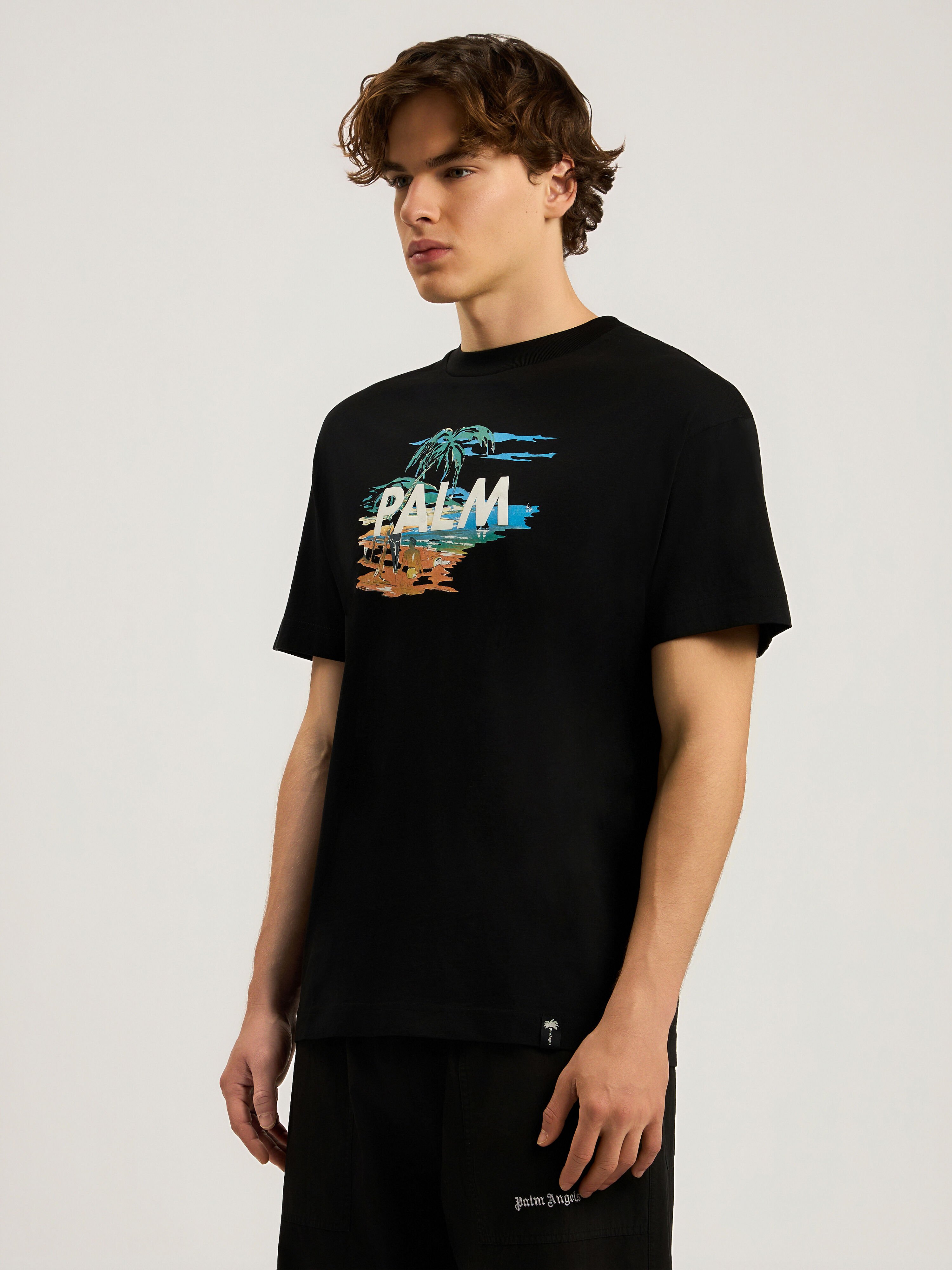Palm Island Regular T-Shirt PALM ANGELS Palm Island Regular T-Shirt BLACK - MULTICOLOR PAMAA01F26JR04