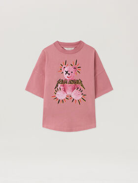 PALM ANGELS Pa Punk Bear Over Tshirt S/S ANTIQUE ROSE - ROSE PINK PGAA001F25JER002