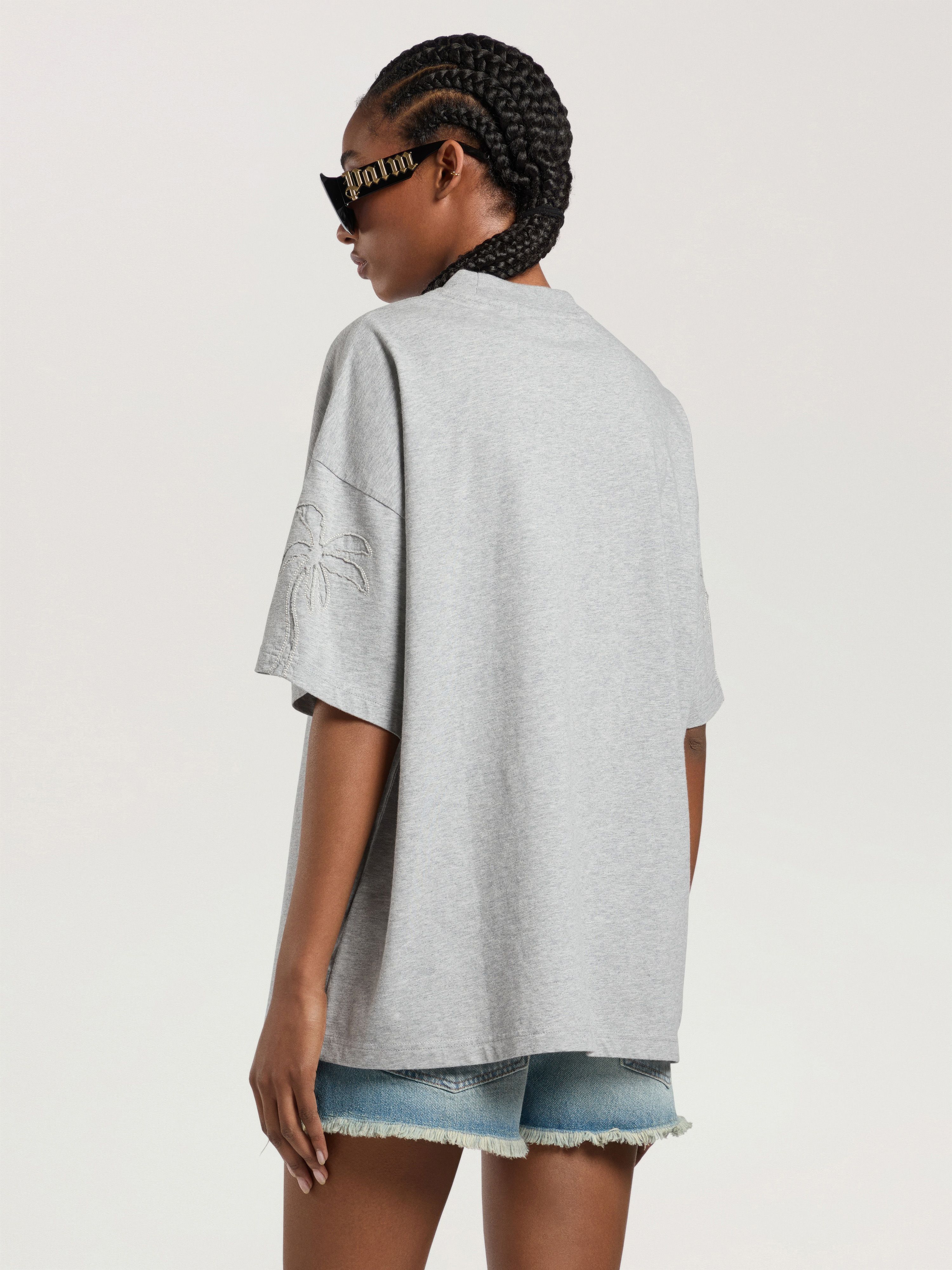 Palm Shadow Loose T-Shirt PALM ANGELS Palm Shadow Loose T-Shirt GREY MELANGE - OFF WHITE PAWAA05W26JR03