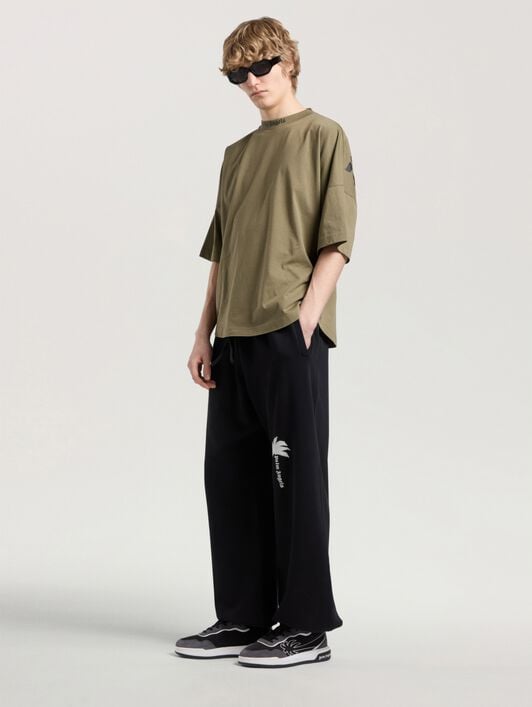Classic Logo Oversized T-Shirt PALM ANGELS Classic Logo Oversized T-Shirt OLIVE GREEN - BLACK PAMAA05F26JR02
