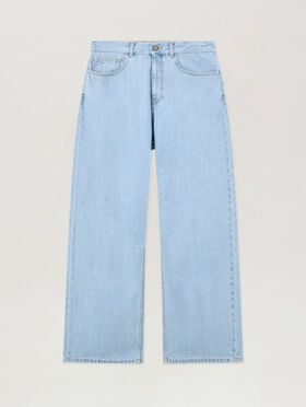 PALM ANGELS Curved Logo Loose Jeans LIGHT BLUE LIGHT BLUE PMYA049S26DEN009