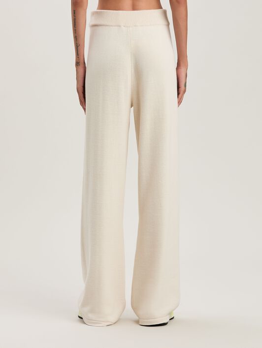 PALM ANGELS  Palm Inlay Track knit pants OFF WHITE - CAMMELLO PWHG035S25KNI001