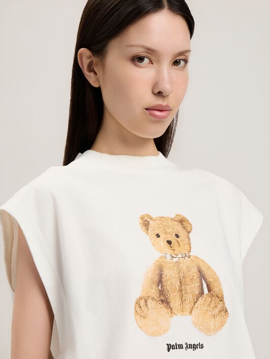 Bear Boxy Tank Top PALM ANGELS Bear Boxy Tank Top OFF WHITE BROWN PWAC022S26JER002
