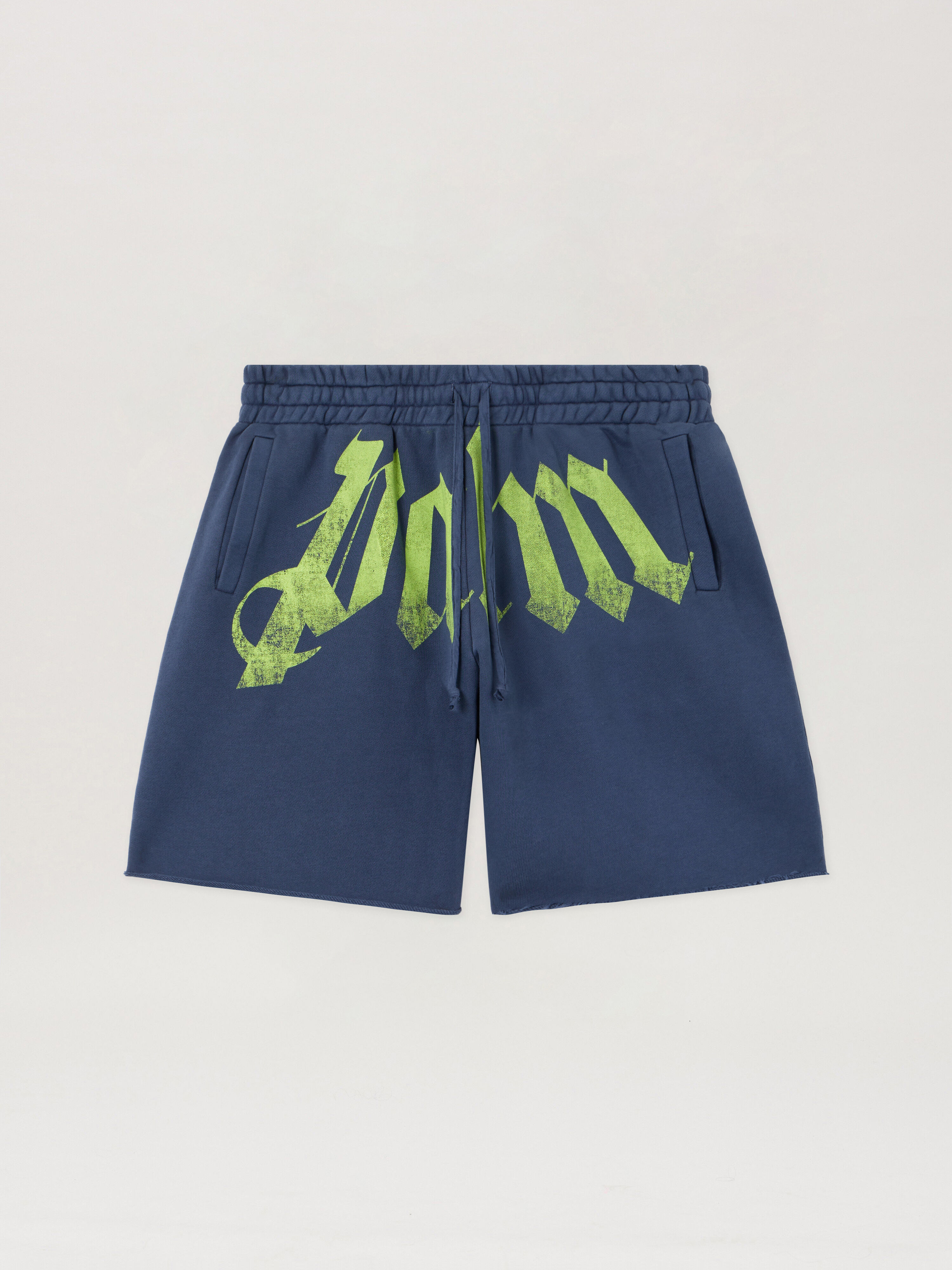 Big Waist Logo Sweatshorts PALM ANGELS Big Waist Logo Sweatshorts NAVY BLUE LIME PMCI02CS26FLE001