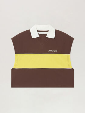 PALM ANGELS Classic Logo Boxy Polo BROWN YELLOW PWGB017S26FAB001