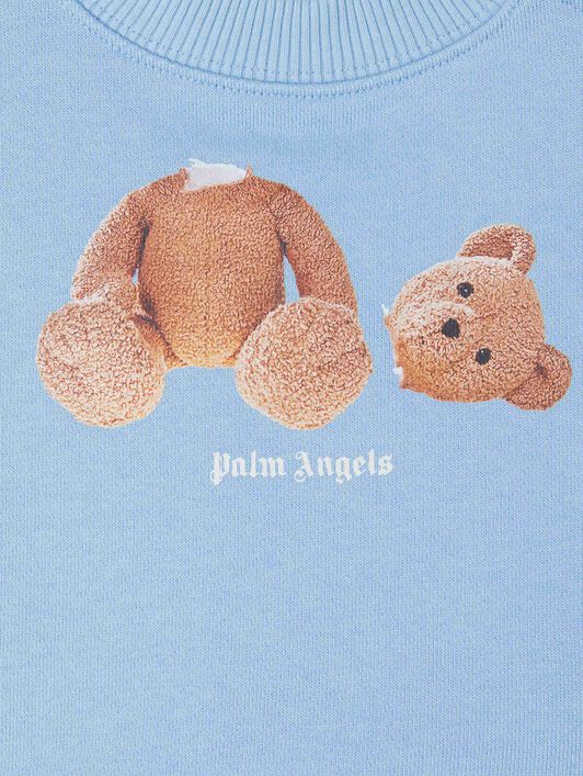 PALM ANGELS  Bear Long sleeves T-shirt LIGHTBLU MARRONE PBXC001S25FLE001