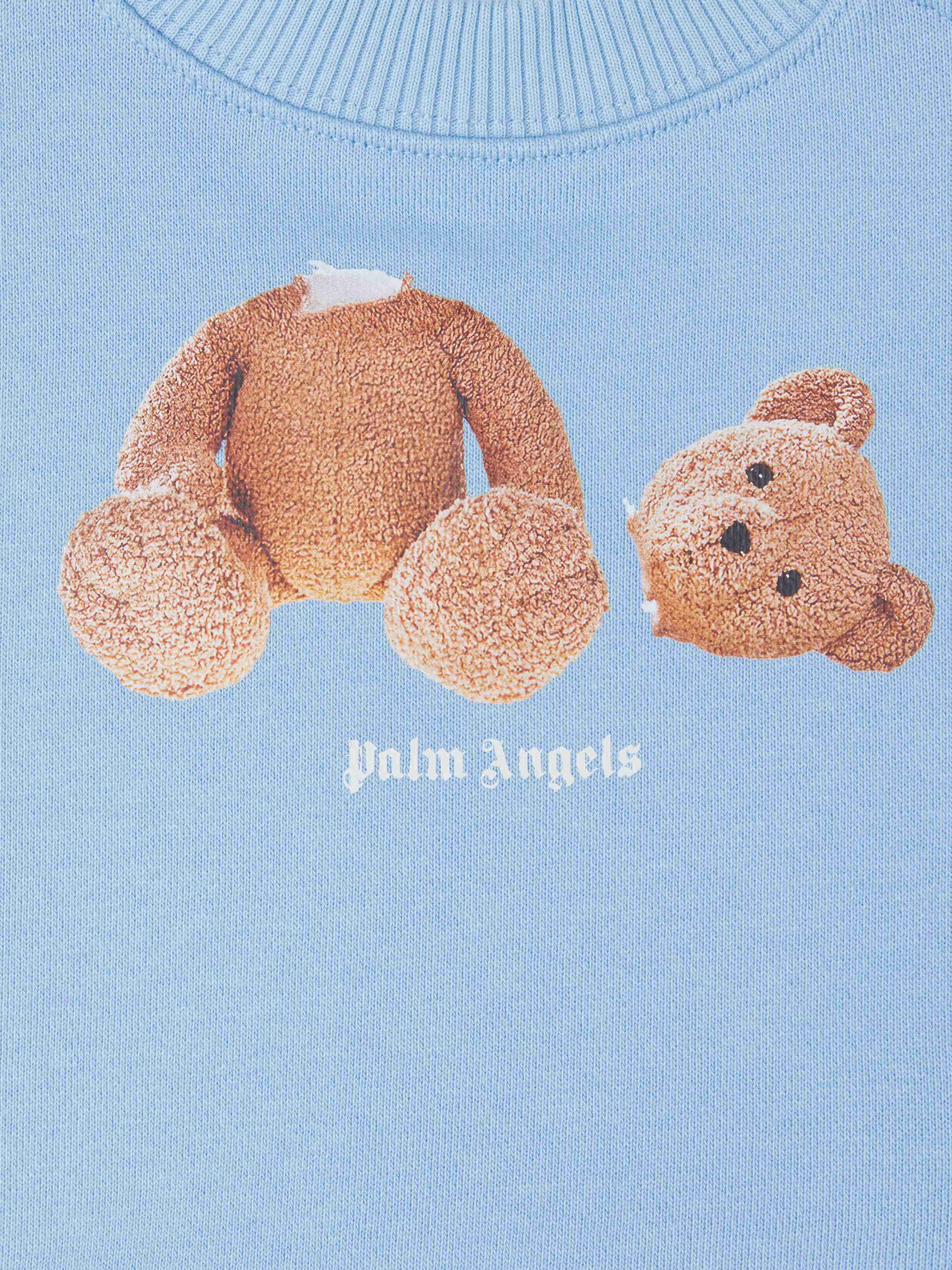 PALM ANGELS  Bear Long sleeves T-shirt LIGHTBLU MARRONE PBXC001S25FLE001