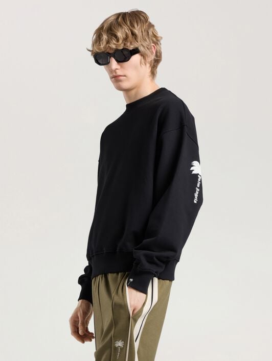 Palm Tree Statement Regular Crewneck PALM ANGELS Palm Tree Statement Regular Crewneck BLACK - OFF WHITE PAMBA03W26FL03