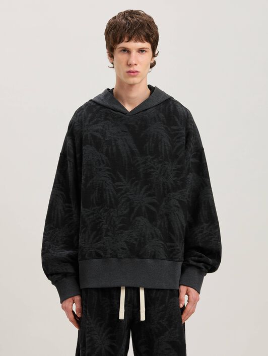 PALM ANGELS  Palmen Hoodie BLACK - GREY PMBB169S25FAB001