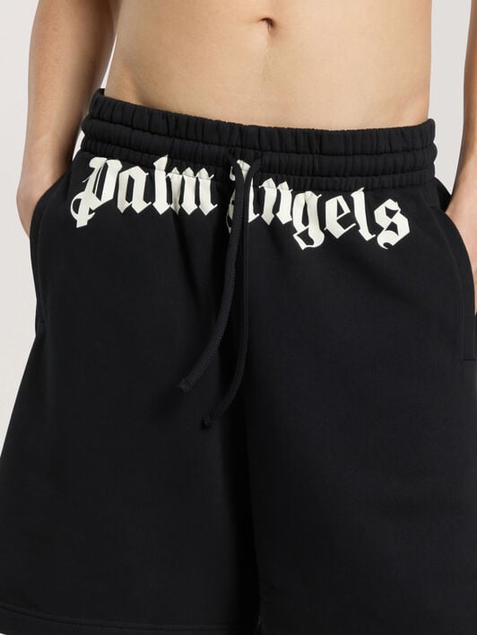 Waist Logo Sweatshorts PALM ANGELS Waist Logo Sweatshorts BLACK - OFF WHITE PAMCV01F26FL01
