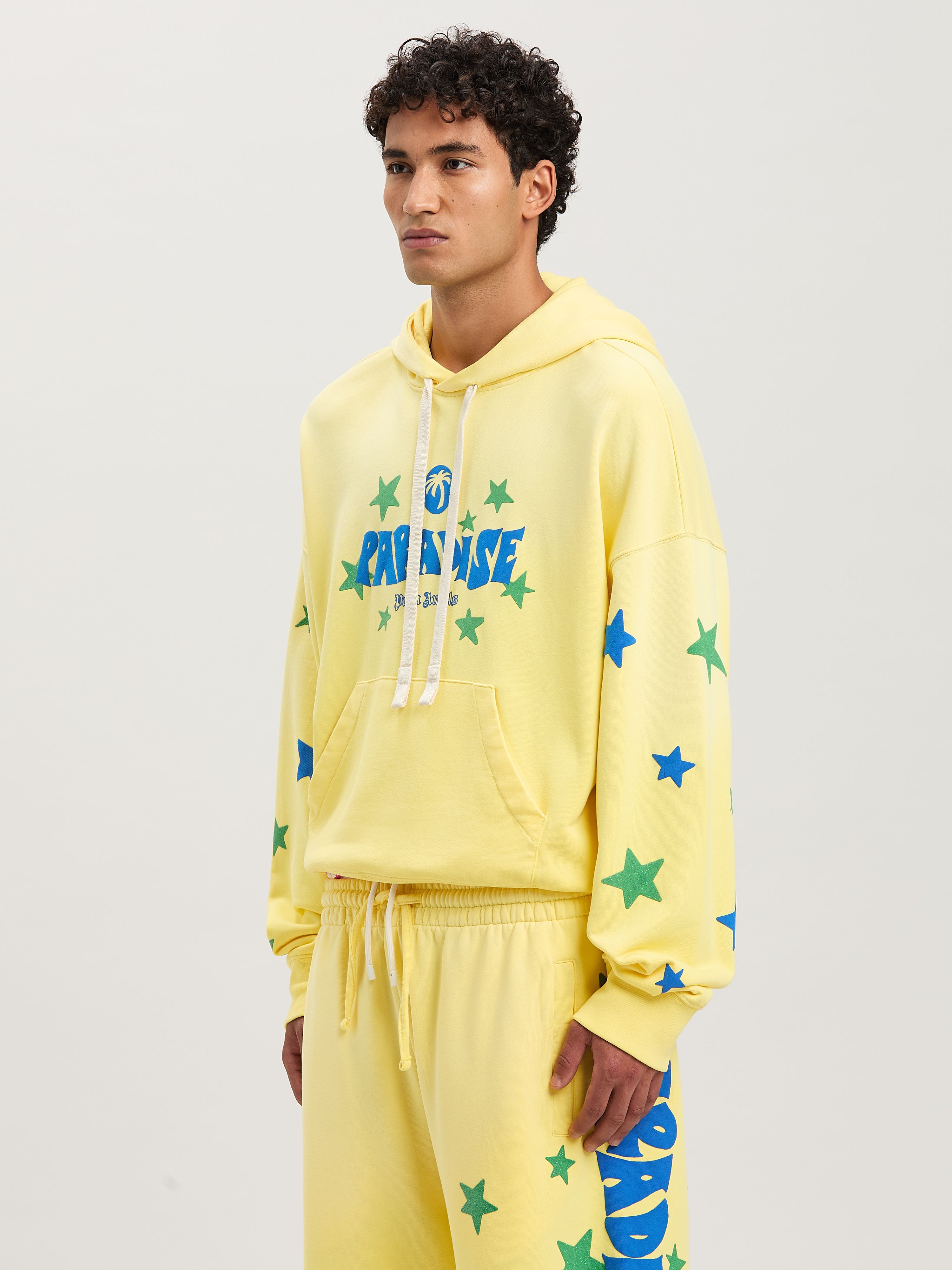 PALM ANGELS  Paradise Hoodie YELLOW - BLUE PMBB058S25FLE001