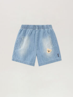 PALM ANGELS Bear Patch Chambray Shorts CELESTE/LIGHT BLUE PBX8002S26DEN001