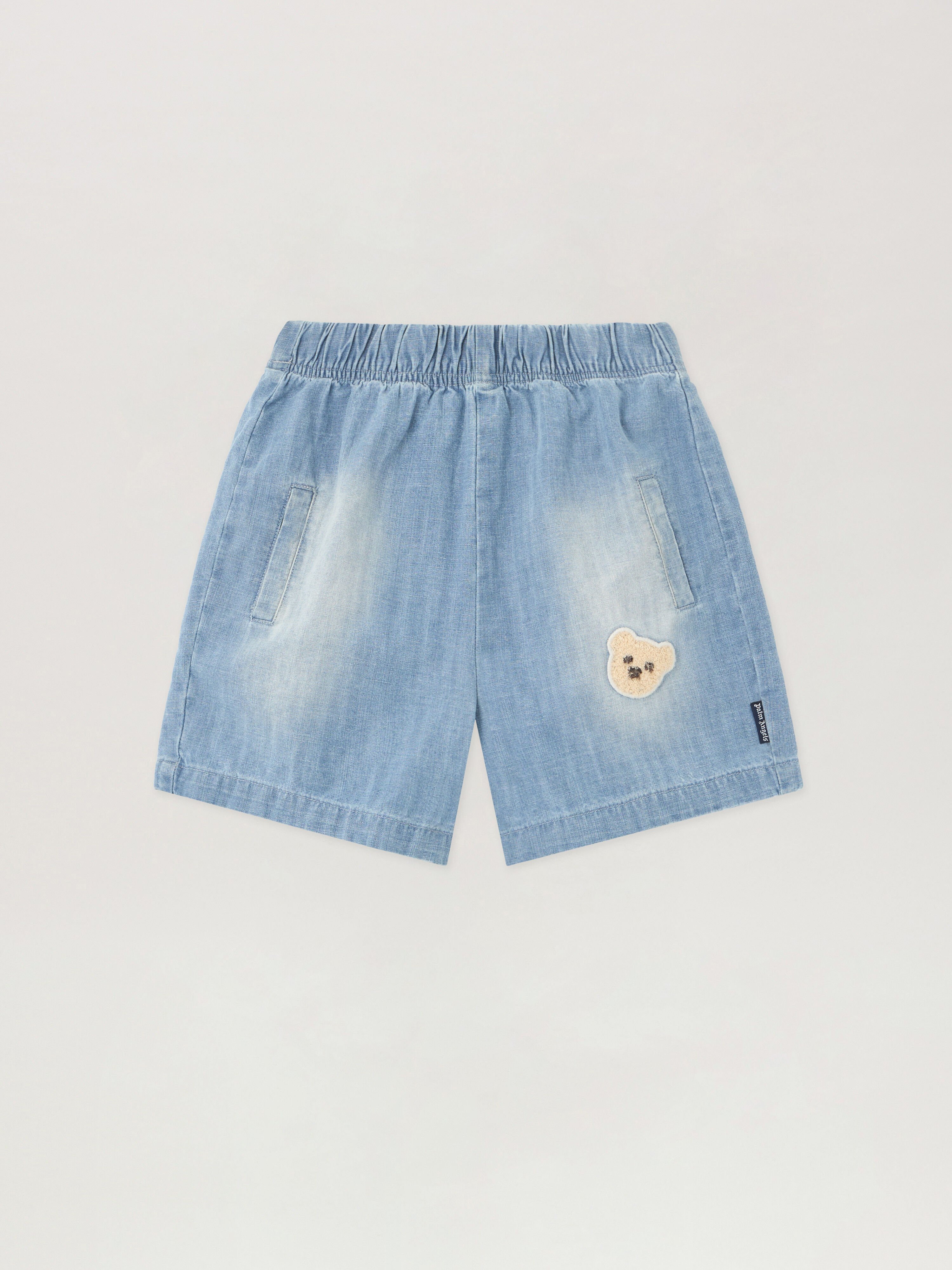 PALM ANGELS Bear Patch Chambray Shorts CELESTE/LIGHT BLUE PBX8002S26DEN001