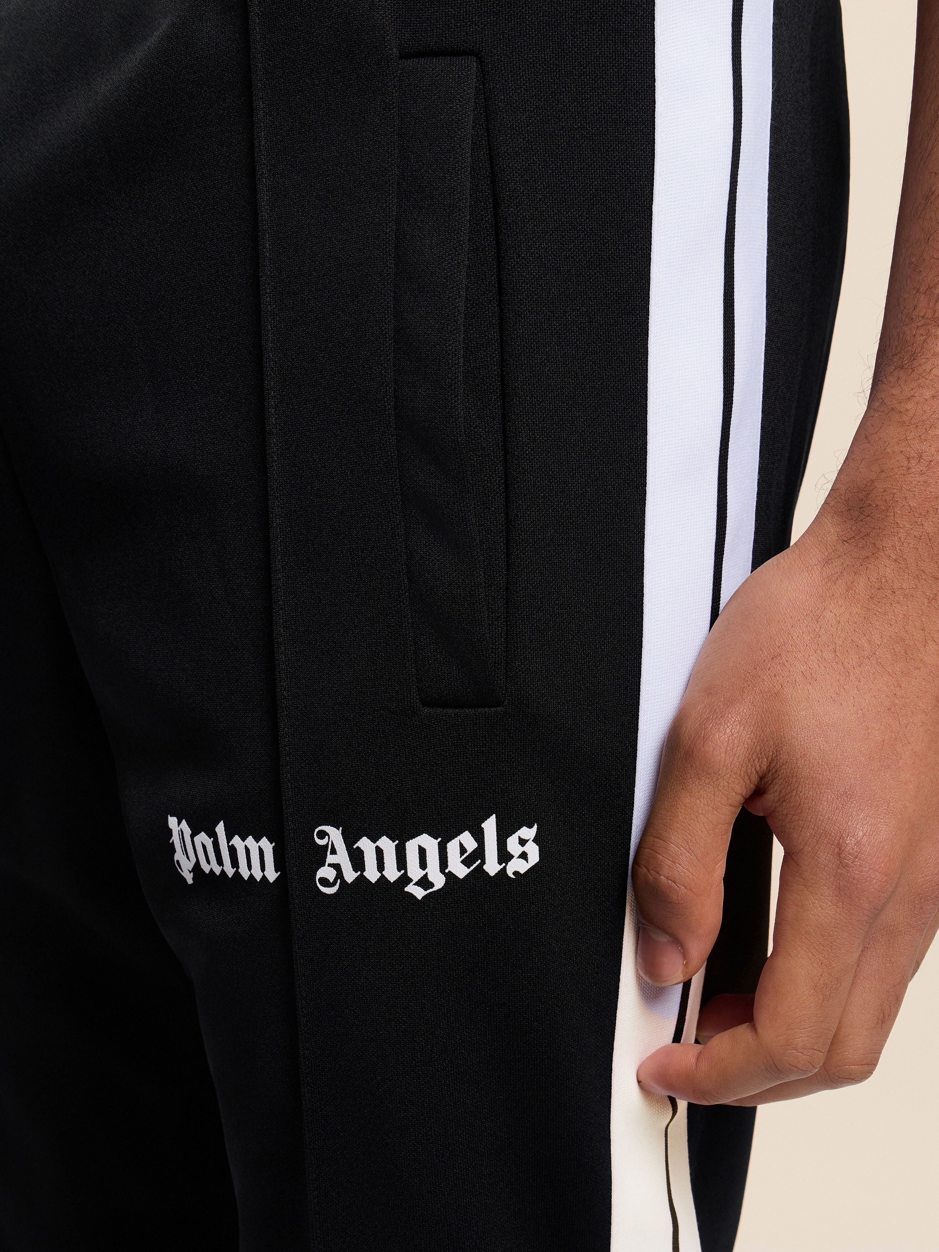 PALM ANGELS Slim Track Pants BLACK WHITE PMCJ005C99FAB002