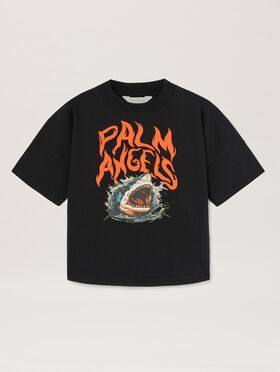 PALM ANGELS  Shark T-shirt BLACK ORANGE PBAA002S25JER003