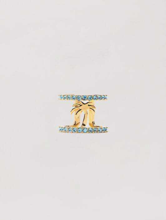 Strass Palm Ring PALM ANGELS Strass Palm Ring GOLD - LIGHT BLUE PWOC02CF25MAT001