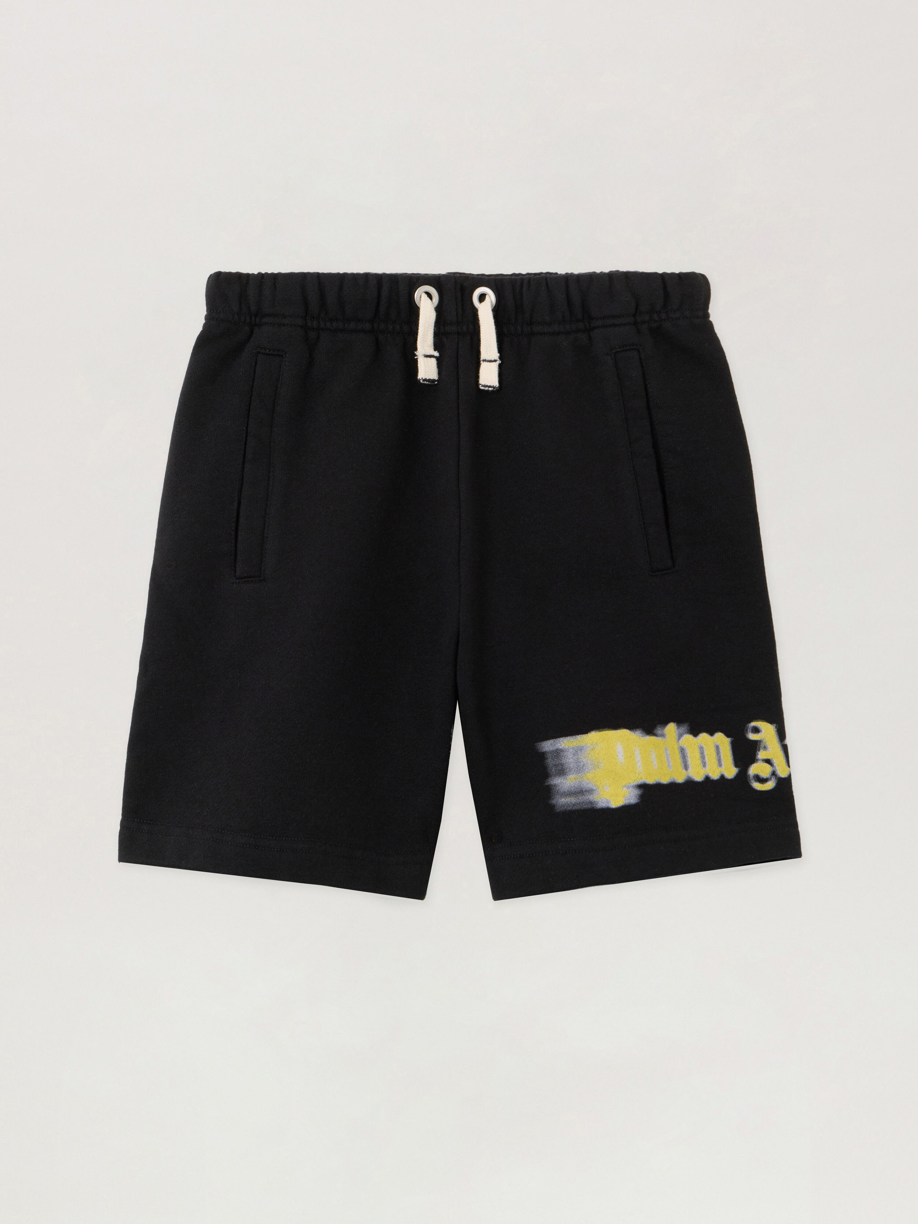 PALM ANGELS Blurred Logo Reg.Sweatshort BLACK - OCHER YELLOW PBCI006F25FLE001