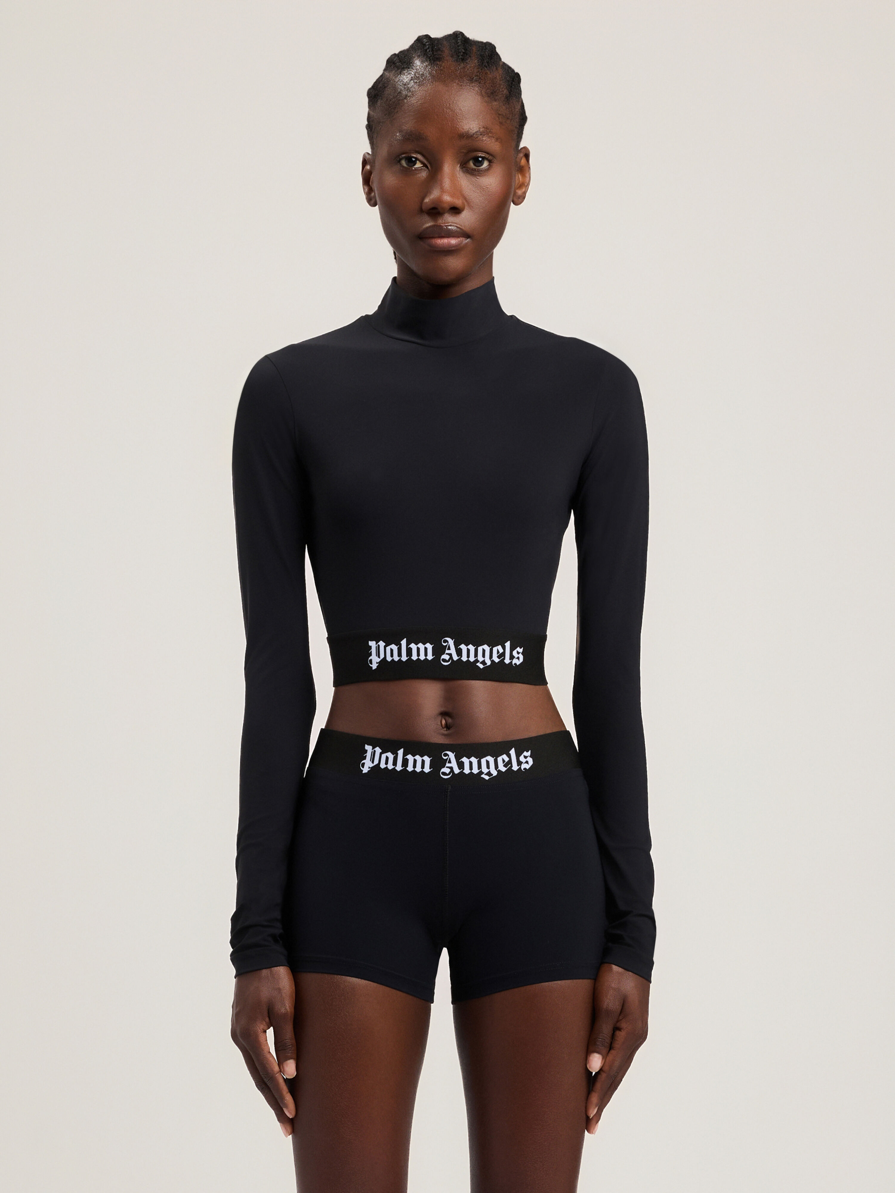 Classic Logo Long-Sleeved Mockneck Top PALM ANGELS Classic Logo Long-Sleeved Mockneck Top BLACK - BLACK PAWVO05F26FB01