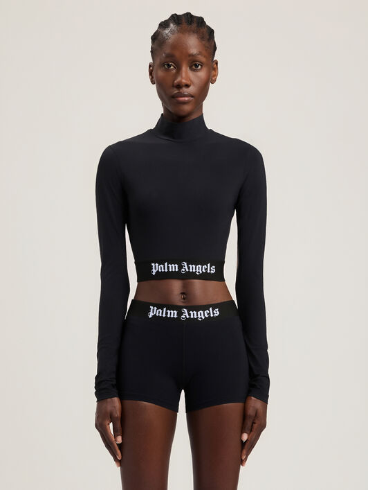 Classic Logo Long-Sleeved Mockneck Top PALM ANGELS Classic Logo Long-Sleeved Mockneck Top BLACK - BLACK PAWVO05F26FB01