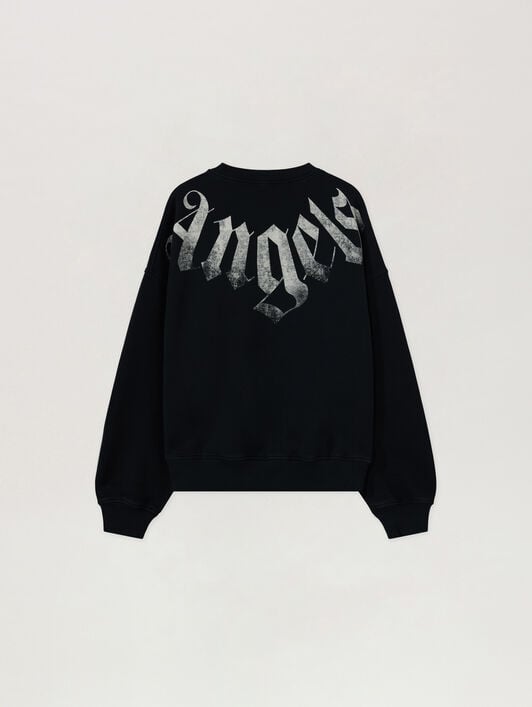 Felpa Big Neck Logo Loose PALM ANGELS Felpa Big Neck Logo Loose BLACK - OFF WHITE PAMBA04F26FL01