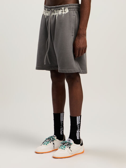 Waist Logo Sweatshort PALM ANGELS Waist Logo Sweatshort DARK GREY - OFF WHITE PMCI019F25FLE001