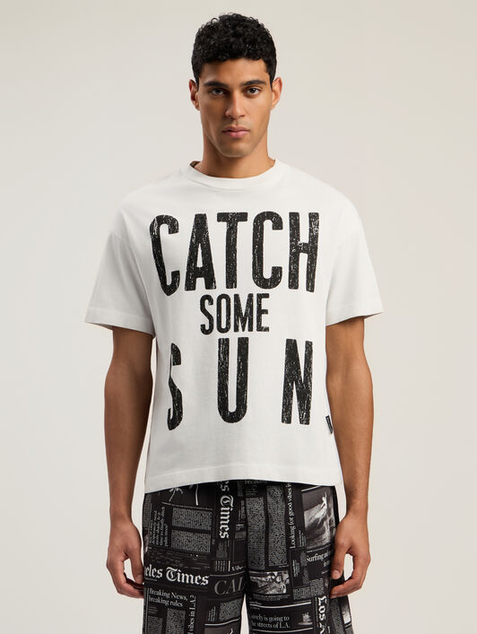 PALM ANGELS Catch Reg T-Shirt OFF WHITE - BLACK PMAA109F25JER002