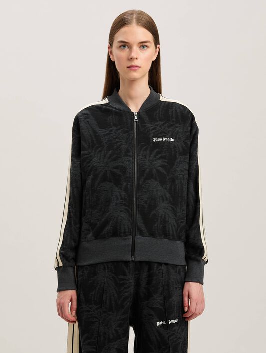 PALM ANGELS  Jacquared Palms Track Jacket BLACK - OFF WHITE PWBD050S25FAB001