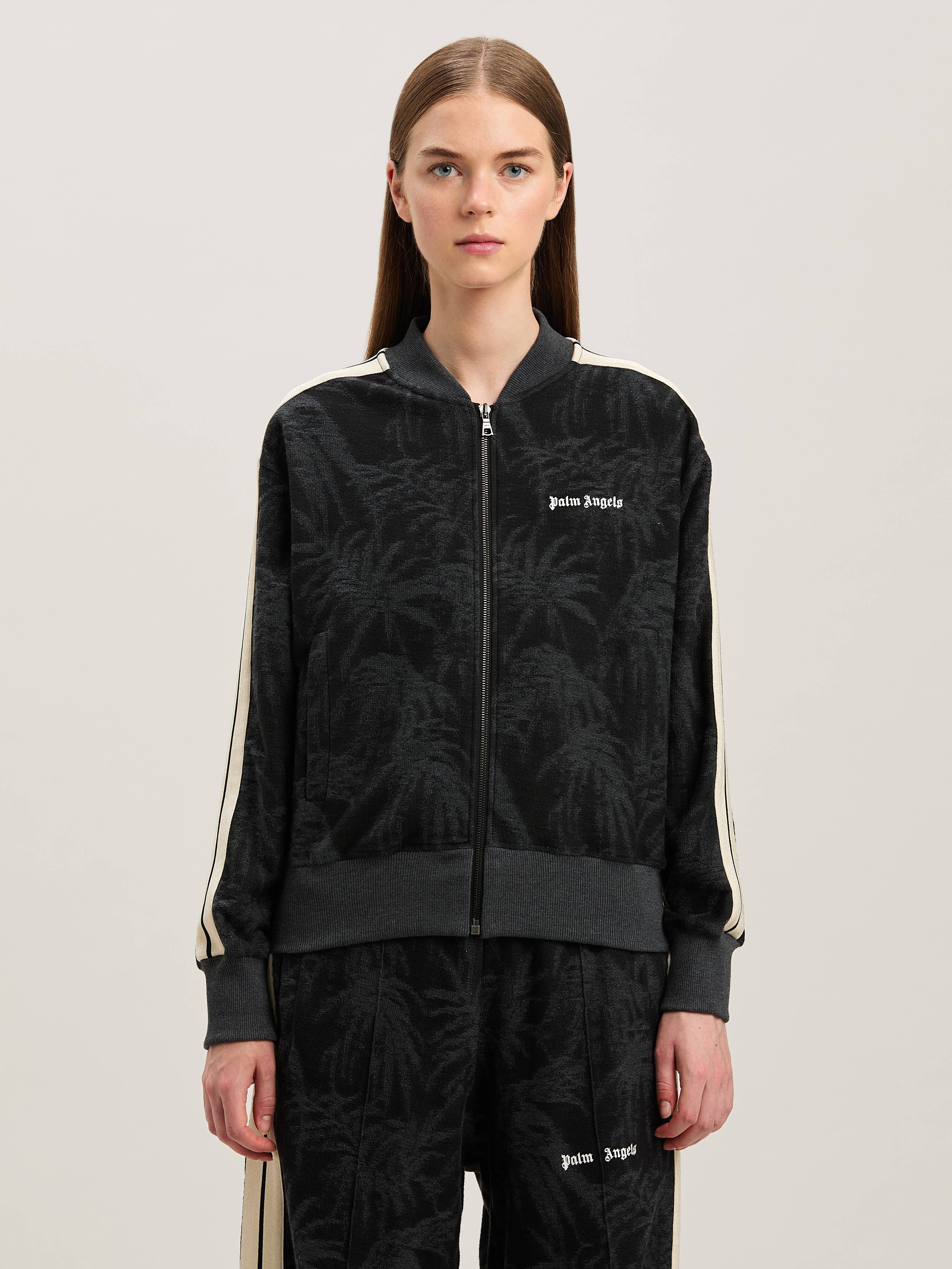 PALM ANGELS  Jacquared Palms Track Jacket BLACK - OFF WHITE PWBD050S25FAB001