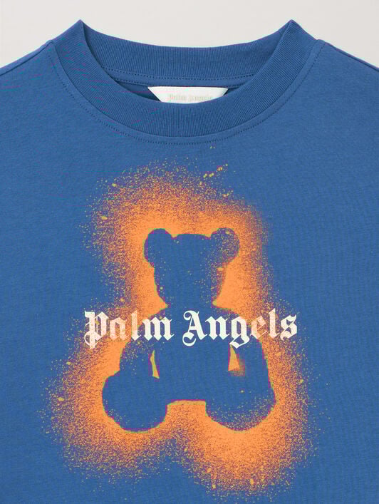 PALM ANGELS Spray Bear T-Shirt BLU/BLUE PBAA003S26JER006