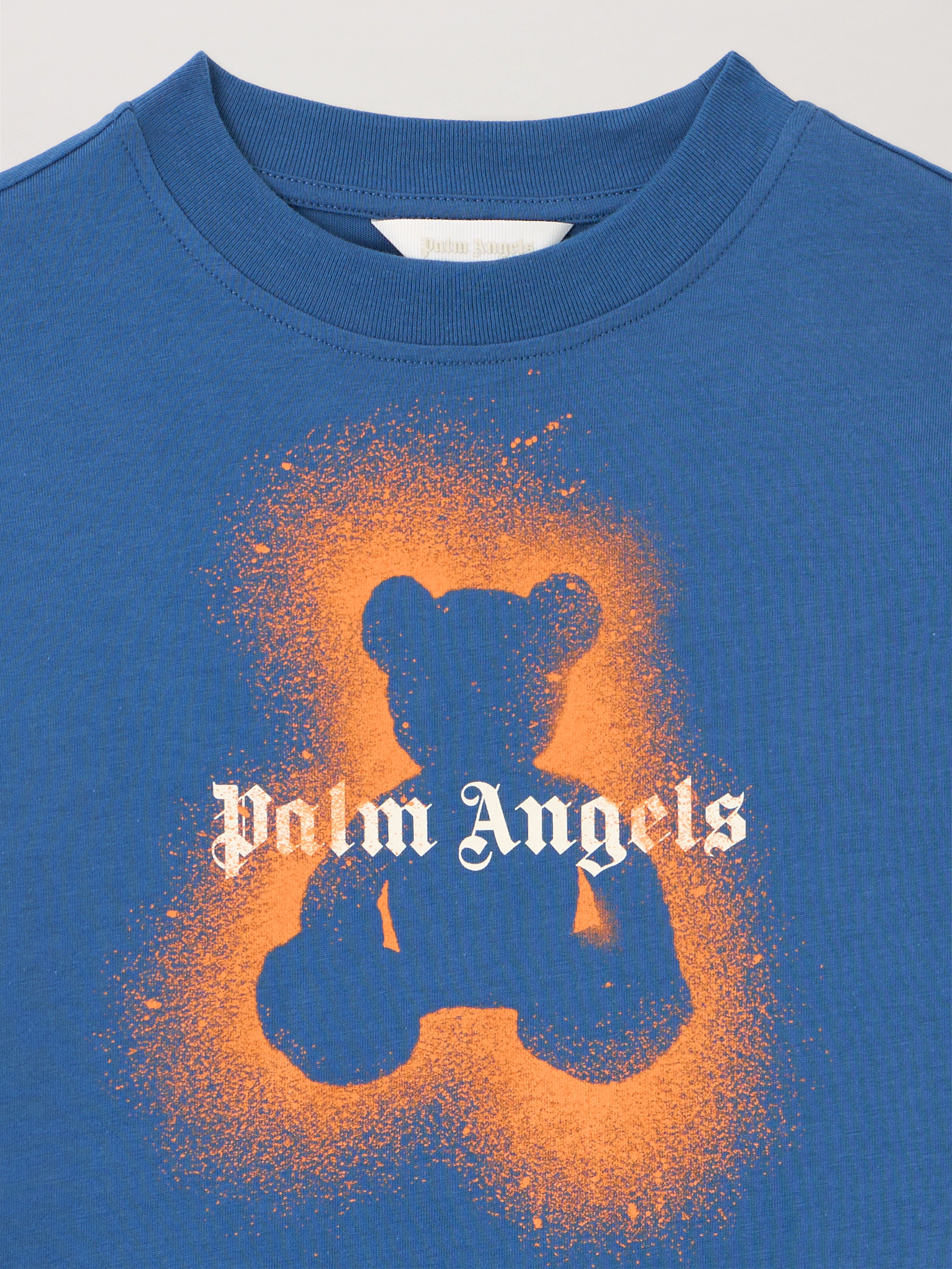 PALM ANGELS Spray Bear T-Shirt BLU/BLUE PBAA003S26JER006