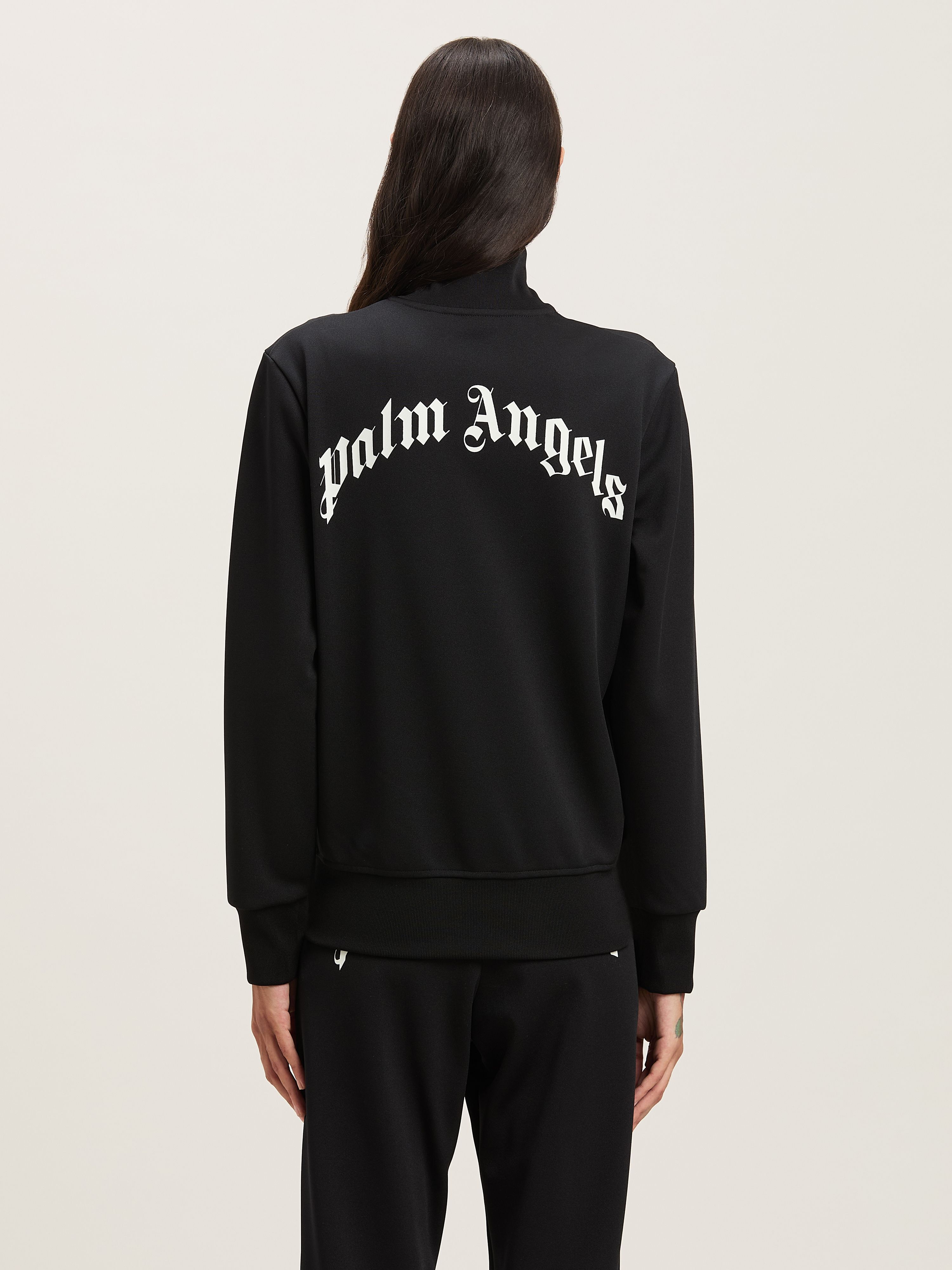 PALM ANGELS  Trainingsjacke mit geschwungenem Logo BLACK - OFF WHITE PWBD065S25FAB001