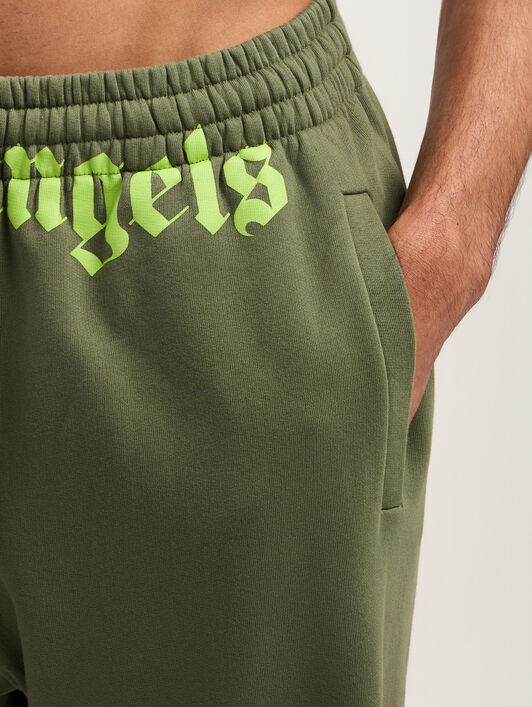 PALM ANGELS Waist Logo Sweatpants MILITARY GREEN LIME PMCH025S26FLE001