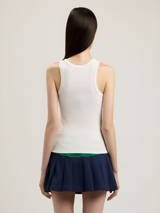 PALM ANGELS Classic Logo Fitted Tank Top OFF WHITE BLACK PWAC024S26JER001