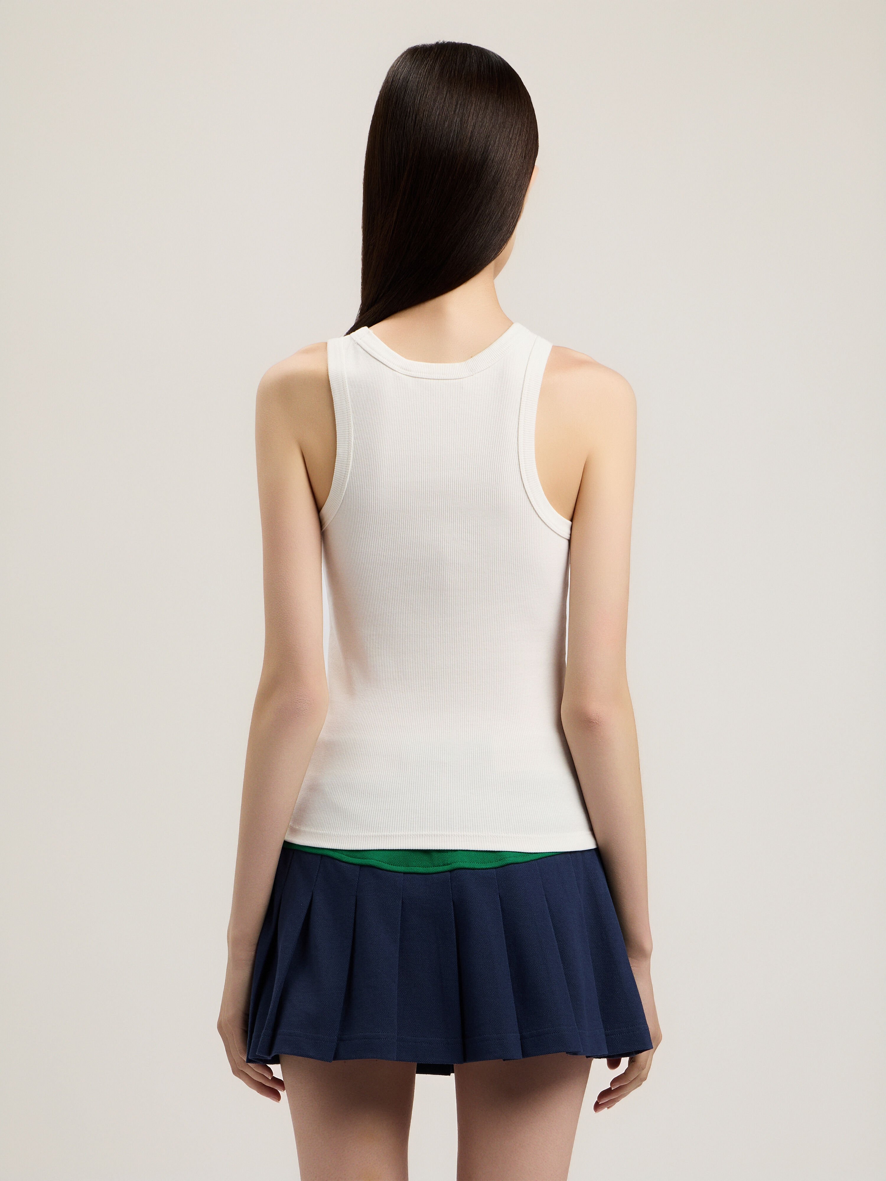 PALM ANGELS Classic Logo Fitted Tank Top OFF WHITE BLACK PWAC024S26JER001