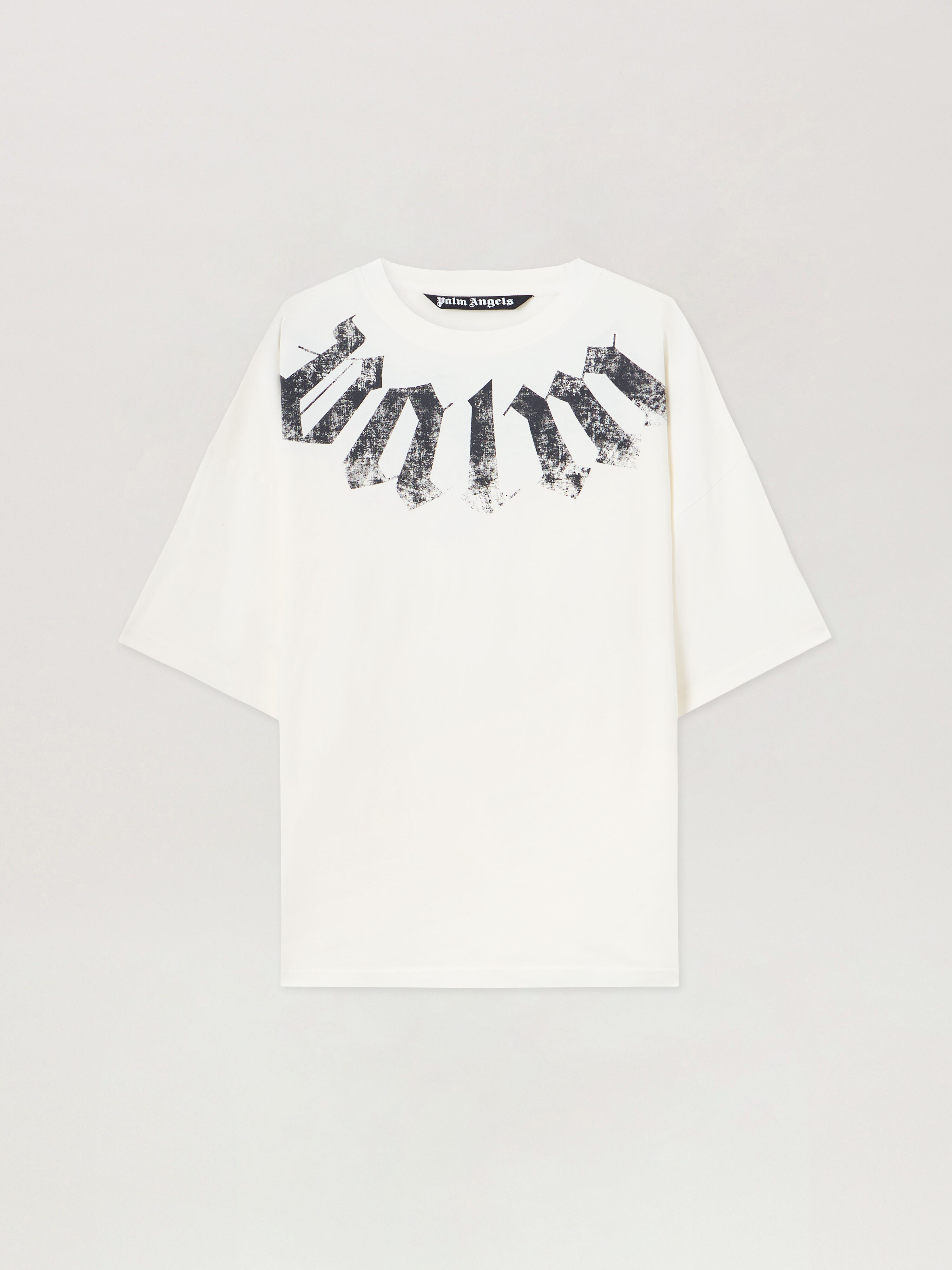 Big Neck Logo Loose T-Shirt in OFF WHITE BLACK for Men | Palm Angels®