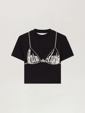 PALM ANGELS Palm Bra Baby T-Shirt BLACK OFF WHITE PWAA077S26JER002