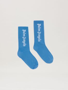 PALM ANGELS  Socks with logo DUSTY BLUE OFF WHITE PBRA005C99KNI004