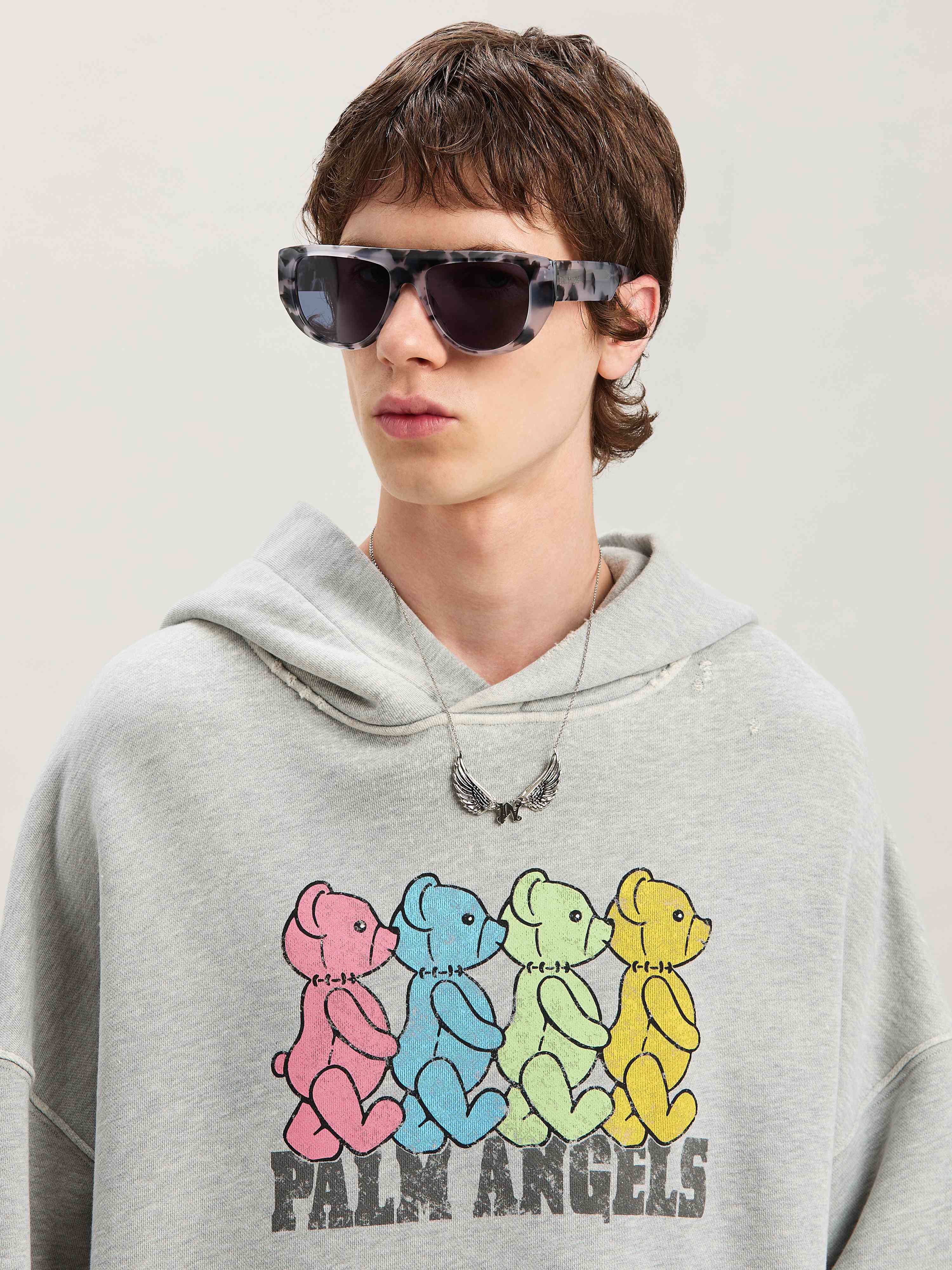 PALM ANGELS  Hoodie mit Bären-Prints GREY MELANGE - MULTICOLOR PMBB172S25FLE002