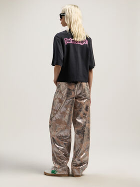PALM ANGELS Classic Logo Cropped Tee BLACK - PINK PWAA079F25JER003