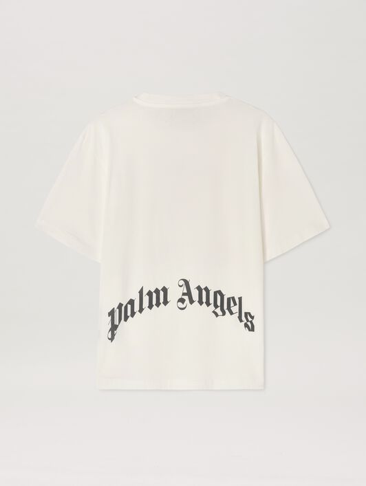 PALM ANGELS  Curved logo Oversize T-shirt OFF WHITE - BLACK PMAA089S25JER004