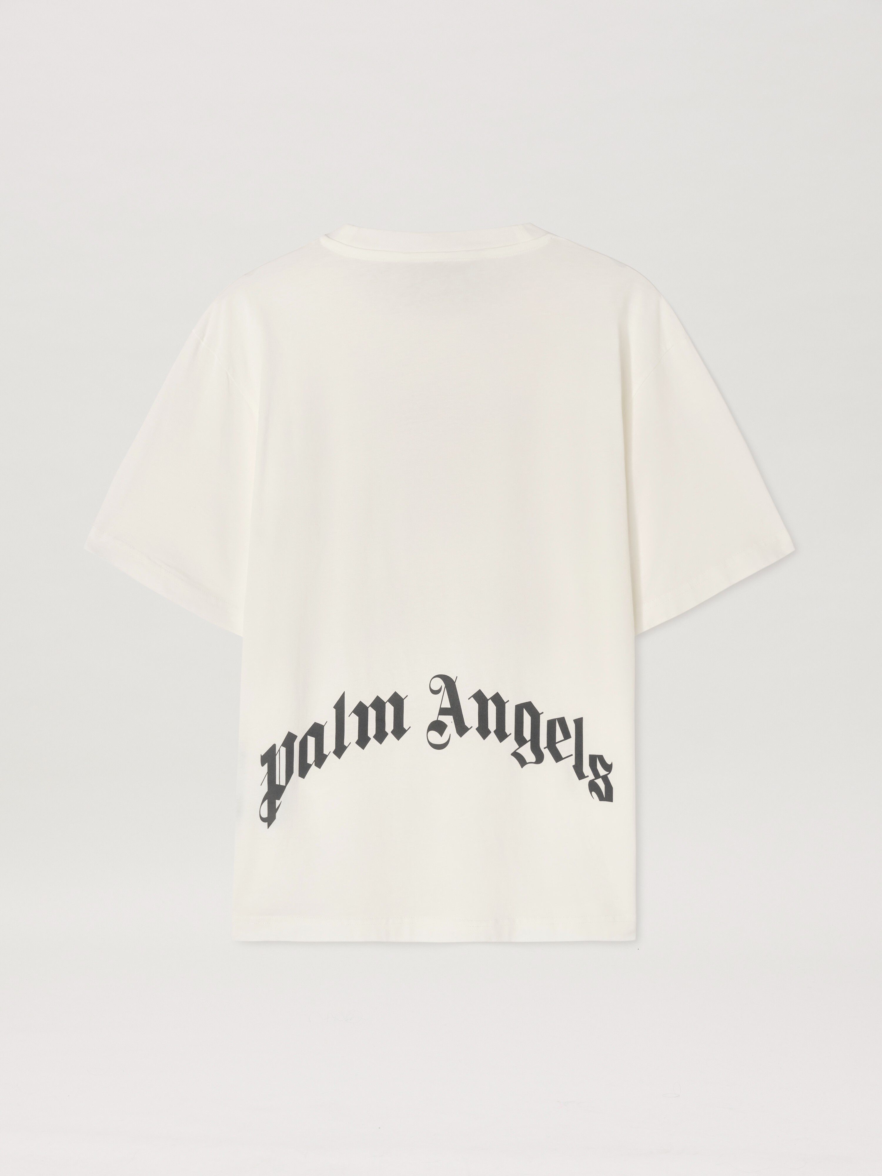 PALM ANGELS  Curved logo Oversize T-shirt OFF WHITE - BLACK PMAA089S25JER004