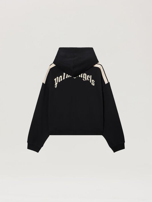 Curved Logo Loose Crop Hoodie PALM ANGELS Curved Logo Loose Crop Hoodie BLACK TOFU PWBB076S26FLE001